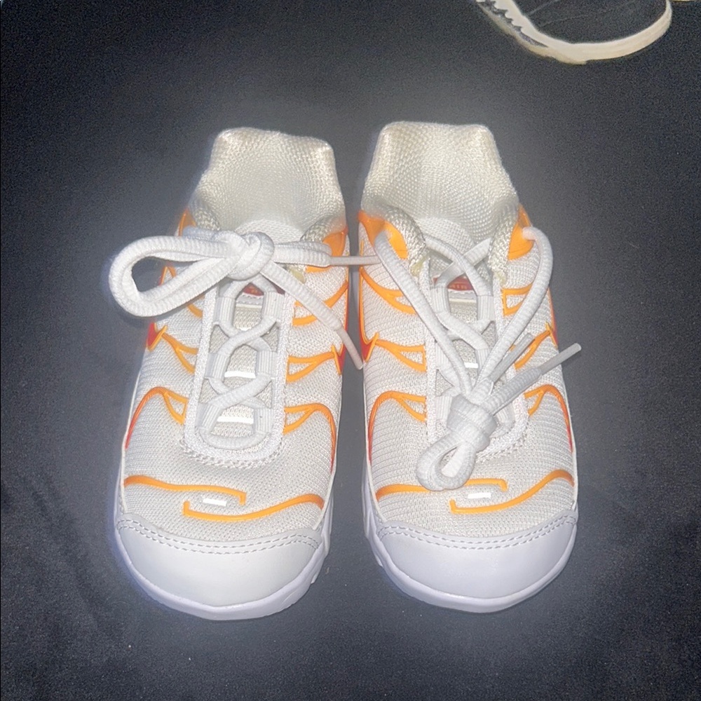 Kids White and Orange Sneakers